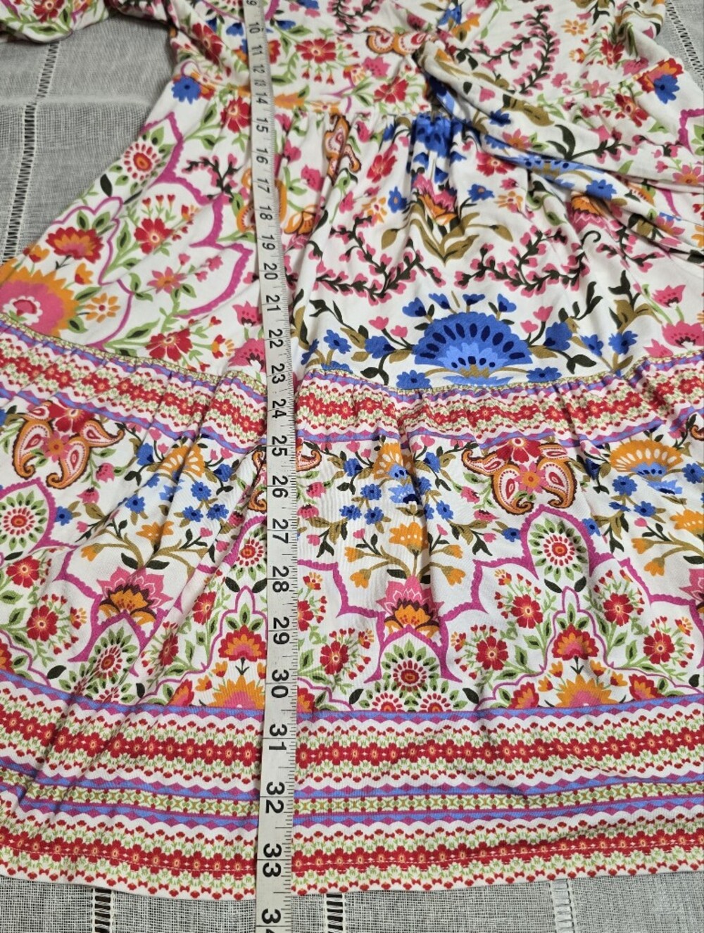 Hale Bob Women's Medium Floral Paisley V-Neck Boho Dress 3/4 Sleeve Medium - Picture 9 of 12